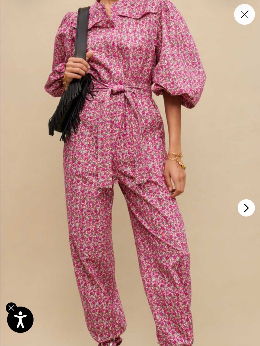 Maje Pink Floral Tie-Waist Jumpsuit